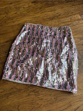 superdown Pink Iridescent Sequin Mini Skirt XS